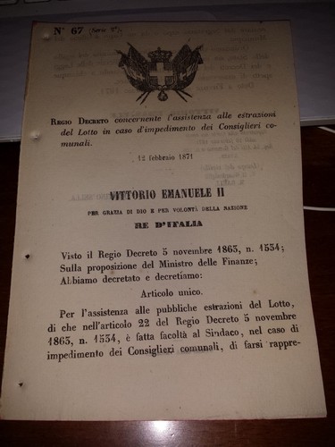 Regio decreto 1871 - regio, concernente